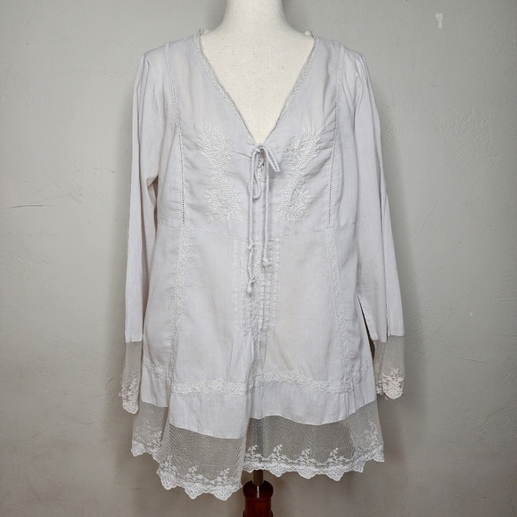 Sundance Lace Crochet Lightweight Cotton Tunic Top Size Large - Picture 1 of 13